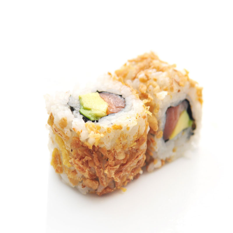 Oignons frits saumon avocat