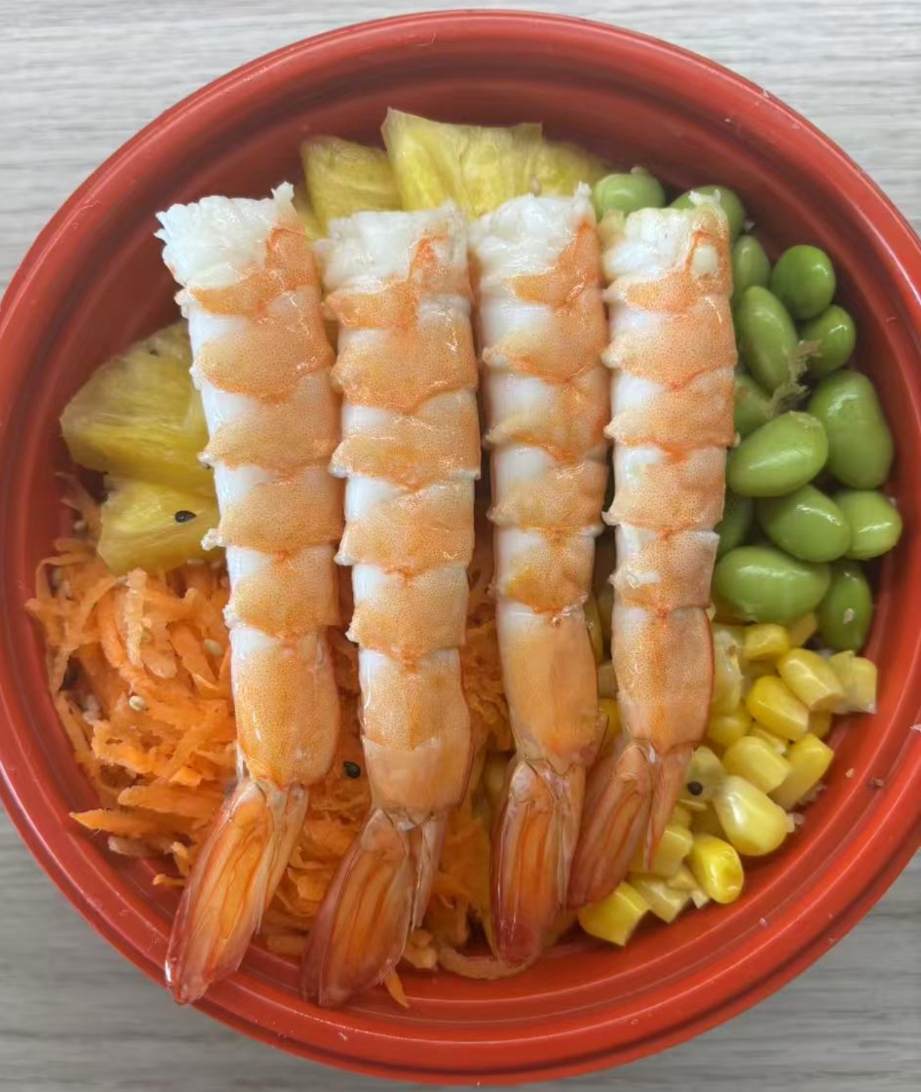 POKE BOWL CREVETTES.à base riz vinaigrette
